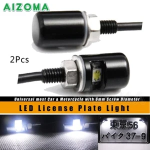 Pair of LED Black License Plate 6MM Bolt Blue Light Universal For Most vehicle - Picture 1 of 8