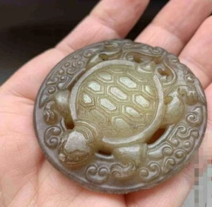 Antique Jade Beast Tortoise Statue Rich Armour Amulet Jade Pendant Ornaments - Picture 1 of 7