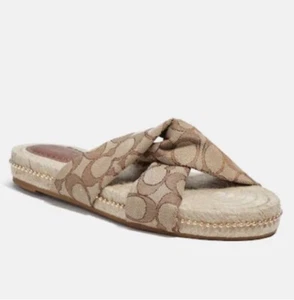 Coach Charli Espadrille Signature Jacquard Slides Slip-On Size 11 - Picture 1 of 13