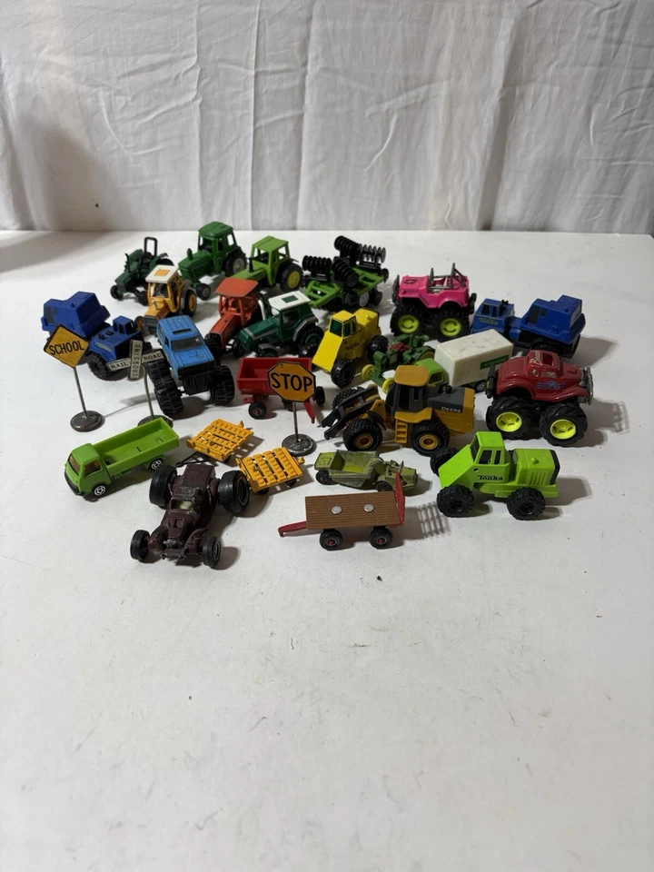 Farm Tractor Toy Lot Tonka Trucks Signs And More Lot Of 27 Please Read Desc. - Image 1 of 4