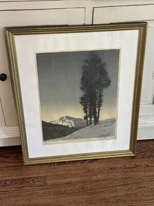 Original HANS FIGURA Hand Signed Color Aquatint Etching silk Snow Austrian Alps - Picture 1 of 3