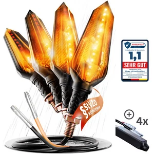 Binego® 4x LED Blinker Motorrad E Geprüft Lauflicht Carbon Getönte Blinkleuchten - Bild 1 von 12