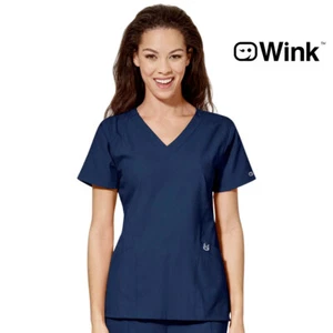 Women's V-Neck Scrub Top, Stretch Fabric, 2 Pockets, Nurse Scrubs Shirt - Picture 1 of 18