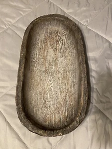 resin Dough Bowl Primitive Wood Trencher Tray Rustic Farmhouse Primitive - Picture 1 of 4