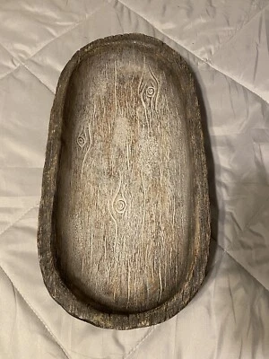 resin Dough Bowl Primitive Wood Trencher Tray Rustic Farmhouse  Primitive - Image 1 of 4