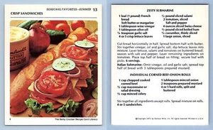 Crisp Sandwiches #13 Seasonal Favorites Betty Crocker 1971 Recipe Card - Picture 1 of 1