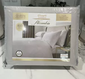 Kensingston Gardens Alexandria 600 TC Egyptian Solid Queen Sheet Set Silver. - Picture 1 of 6