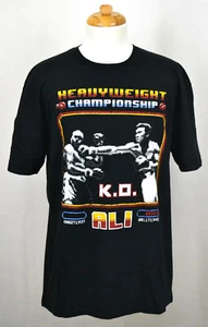 Muhammad Ali T-shirt Joe Frazier KO Video Arcade Graphic Tee Cotton Black NWT - Picture 1 of 2
