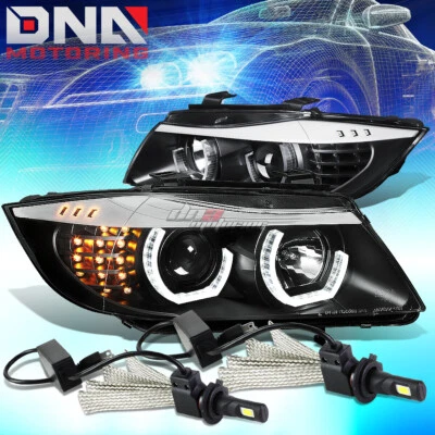 FARO PROYECTOR HALO NEGRO + ESQUINA + SISTEMA LED BLANCO 6000K AJUSTE 06-08 BMW E90 Foto 1 de 4