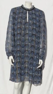 HD in PARIS Anthropologie US XL Black Floral High Neck Keyhole Blouson Dress EUC - Picture 1 of 6