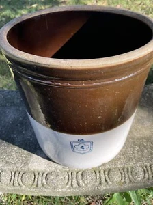 Stoneware Crock Nelson McCoy Brown Tan Blue M Flower Mark 4 Gallon-Local Pickups - Picture 1 of 10