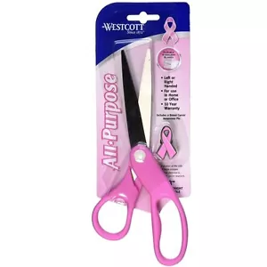 Westcott 8" Pink Breast Cancer Awareness All-Purchase Straight Handle Scissors - Picture 1 of 1