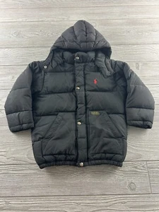 Polo Ralph Lauren Jacket Boys Size 5T Black Coat Downfill Puffer Hooded - Picture 1 of 9