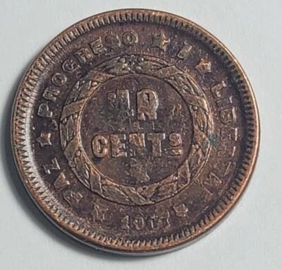 One Centavos 1907 Honduras Cobre, Grande ONU, 10 centavos convertidos. Die Foto 1 de 2