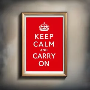 Póster de colección Keep Calm and Carry On 1939 Segunda Guerra Mundial arte de pared impresión imagen - Imagen 1 de 6