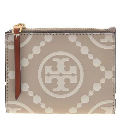 Cartera de cuero Tory Burch monograma contraste doble pliegue 154984-020 Foto 1 de 4