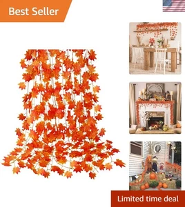 12 guirnaldas duraderas de seda de otoño de hojas de arce - perfectas para bodas y eventos festivos - Imagen 1 de 10