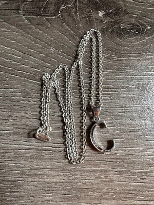 Sterling Silver “C” Initial Necklace | 925 MEX Chain w/ CZ Sparkle Pendant - Image 1 of 4