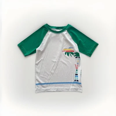 Camisa de natación Hanna Andersson Palmera blanca/verde manga corta talla 10 para niños Foto 1 de 4