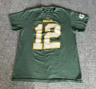 Camiseta deportiva de Aaron Rodgers Green Bay Packers verde amarilla #12 ropa del equipo de la NFL Foto 1 de 4