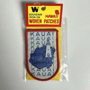 Vintage Hawaii Iron-On Woven Embroidery Kauai Island Patch Shimmery Lighthouse - Picture 1 of 2