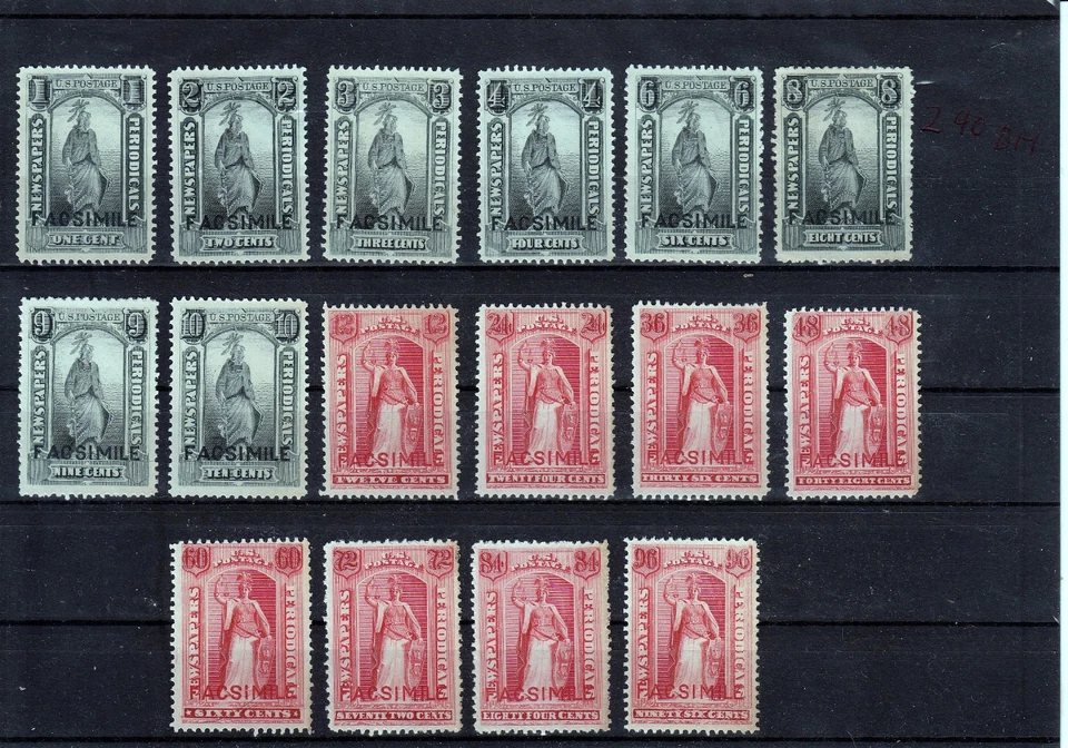 USA  1875   16  OLD  NEWPAPER  STAMPS     FACSIMILE - Image 1 of 1