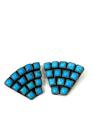 PENDIENTES TURQUESA PLATA ESTERLINA DE DELLA FRANCES ESTILO CLIP JAMES Foto 1 de 4