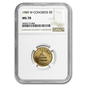 1989-W Gold $5 Commem Congressional MS-70 NGC - Picture 1 of 3