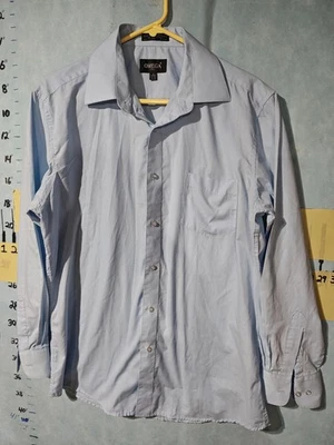 Camisa Omega Italia Para Hombre Grande Azul Claro Manga Larga Vestido Botón Bolsillo Frontal Foto 1 de 4