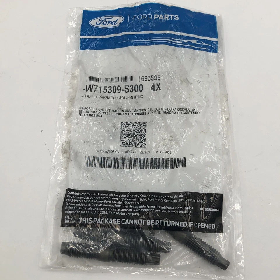 福特福克斯 2015 - 2018 福特 W715309S300 排气歧管螺柱 原始设备制造商 (x4) 4 件套 — 第 1/4 张图片