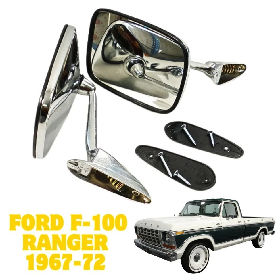 Par de espejos retrovisores de guardabarros cromados para camioneta Ford Courier Toyota Hilux Datsun Foto 1 de 4