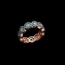 925 Sterling Silver Rose Gold Polish Nano Turquoise WhiteTopaz Ring Band Jewelry