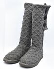 Ugg Australia Lattice Cardy Genuine Sheepskin Knit Tall Gray Boots Womens Sz 8