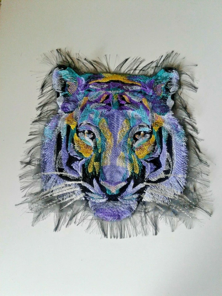 Lilac Tiger Large Handmade Embroidered Patch from Ukraine - Image 1 of 4