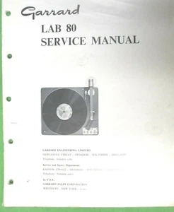 GARRARD SERVICE MANUAL FOR LAB 80 TURNTABLE PHOTO COPY 32 PAGE MANUAL - Picture 1 of 1