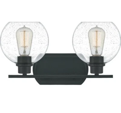 Quoizel PRUS8617MBK Pruitt Two 100W Light Bath, Matte Black, 16.5 X 8.5. X 7.75 - Image 1 of 4