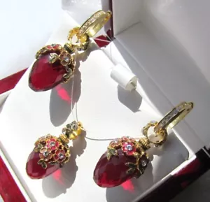 GARNET EARRINGS PENDANT SET HANDMADE RUSSIAN SOLID STERLING SILVER 925 24K GOLD - Bild 1 von 8