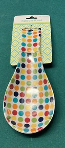 Spoon Rest. White w/ Colorful Polka Dots 9x4in. From Momentive Brands Brand New! - Picture 1 of 3