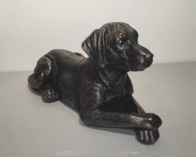 GOLDEN RETRIEVER/LABRADOR IMITACIÓN BRONCE ESTATUA INTERIOR/EXTERIOR 22.5" LARGO (NUEVO) Foto 1 de 4