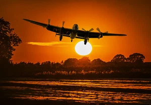 Avro Lancaster RAF Noche Despegue Lienzo Impresiones Varios Tamaños Envío Gratuito - Imagen 1 de 2