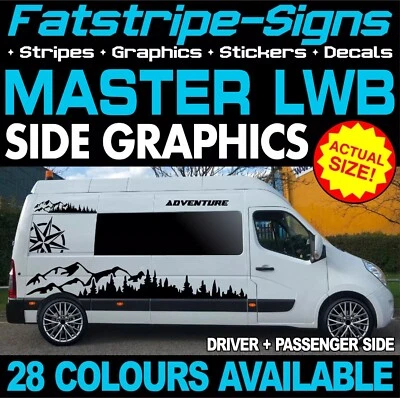 RENAULT MASTER LWB L3 GRÁFICOS PEGATINAS CALCOMANÍAS CÁMPER FURGONETA AUTOCARAVANA Foto 1 de 2