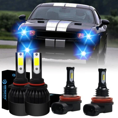 For Dodge Challenger 2015-2020 8000K Blue LED Headlights + Fog Lights Bulbs - Image 1 of 4