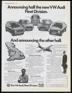 1975 VW Bus Golf Passat Audi 100 80 fleet cars photo European vintage print ad - Picture 1 of 7