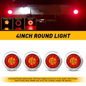 Red/Amber Round tail 16 LED Stop Brake Turn Signal Lights Running Light Truck - Picture 1 of 12