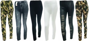 Legging taglia unica per adattarsi al Regno Unito taglia 6-12 fondo elasticizzato ragazze adolescenti donna - Foto 1 di 17