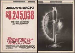 FRIDAY THE 13th Part VII - Orig. 1988 Trade AD / poster_ First 3 Days_ New Blood - Picture 1 of 3