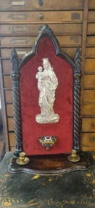 Excellent antique Mary Helper altar & Holy Water Font bronze cloisonne 60 cm h - Picture 1 of 5