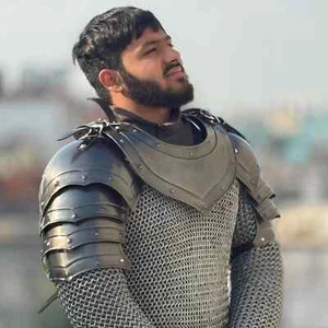 Mittelalterliches Stahlpaar Schulterstücke mit Gorget Set - Ritter Larp Cosplay & Rollenpla - Bild 1 von 10