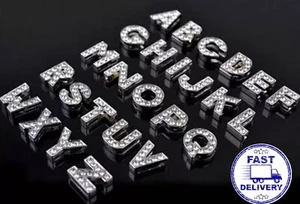 A-Z Slide Letters Charms Rhinestone Name Personalised Collars DIY Bracelet Bling - Picture 1 of 7
