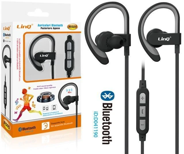 Auricolari Cuffie Sport Bluetooth Ad Archetto Con Controllo Volume Linq R505 - Immagine 1 di 1